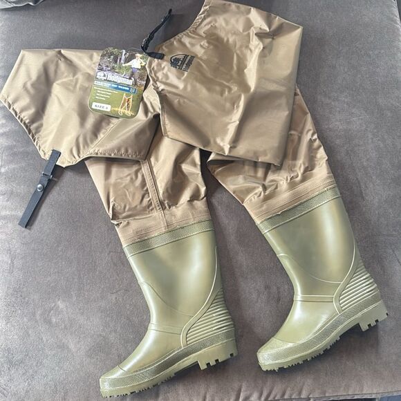 Hodgman PVC/Nylon Hip Wader with Cleated Sole Boot Size 8 NEW - Picture 2 of 9